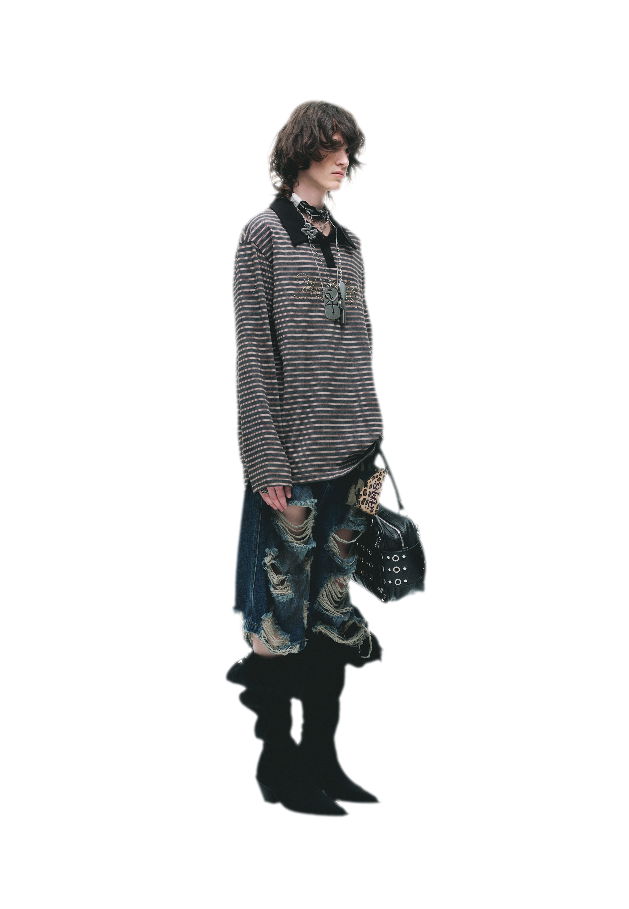 Contrast Stripe Loose Polo Shirt