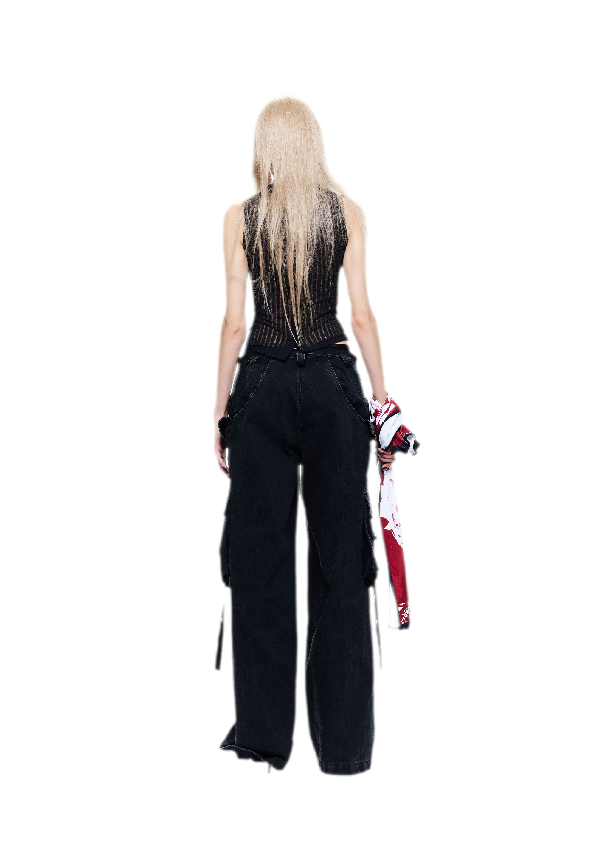 Washed Distressed Wide-Leg Jeans