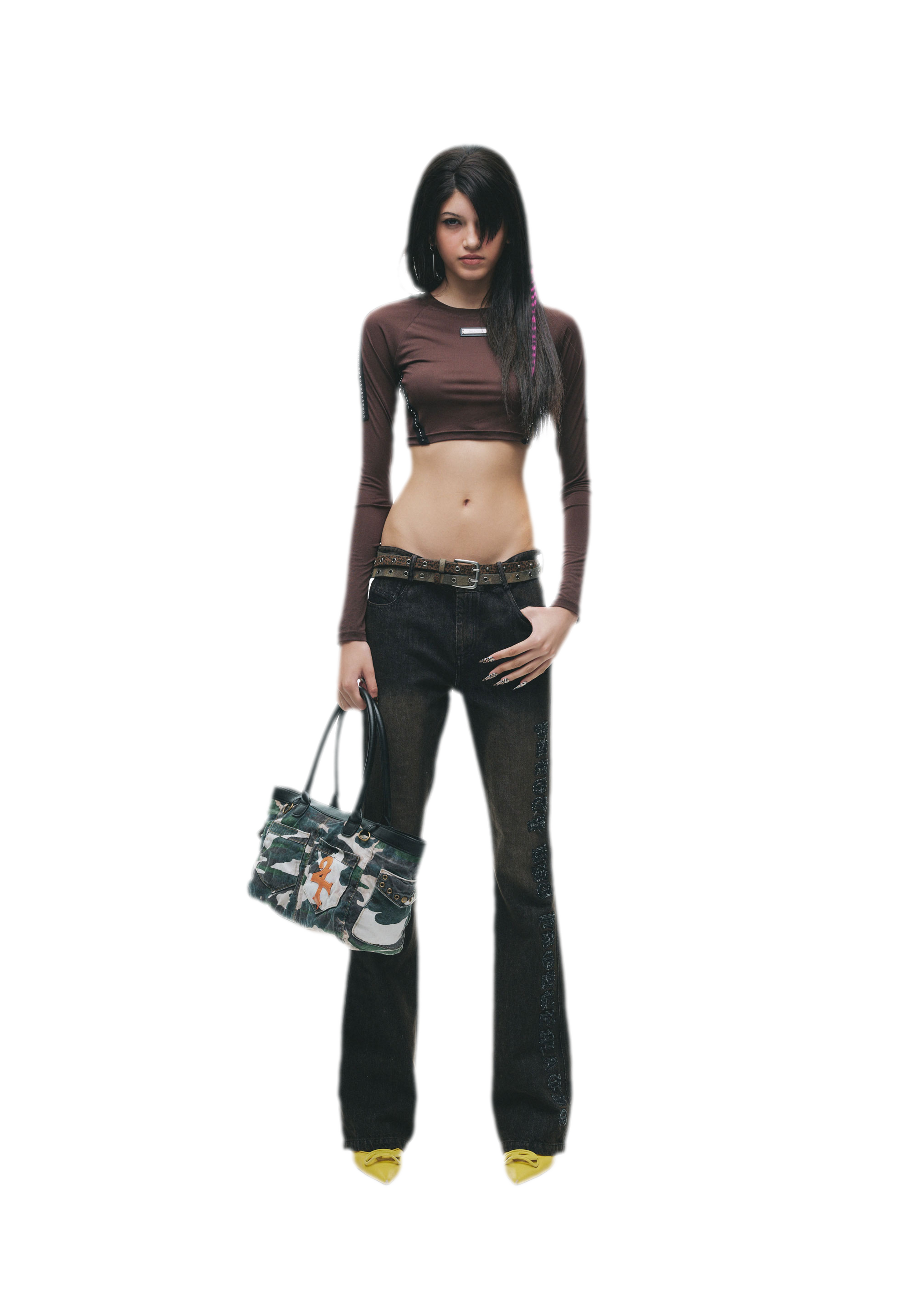 Rivet Cropped Raglan T-Shirt