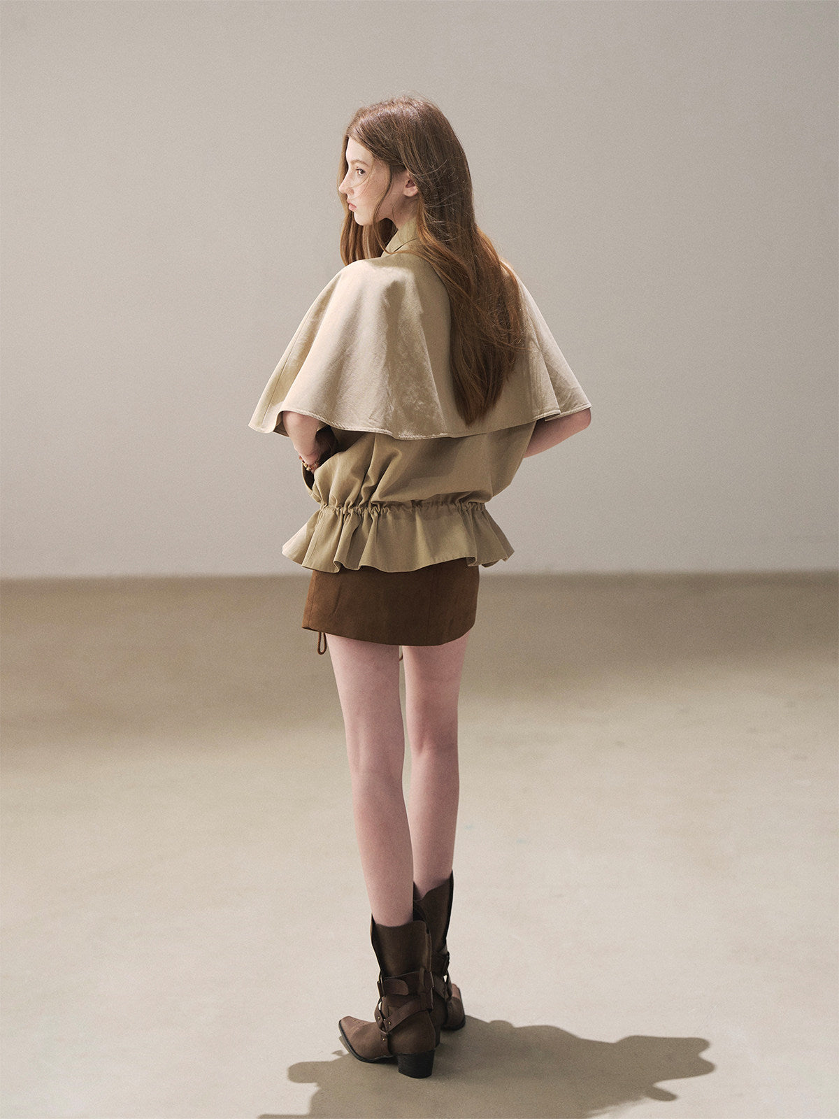 Drawstring Cape Trench Coat