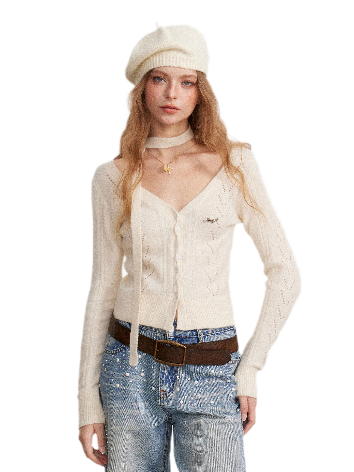 Openwork Reversible Knit Top
