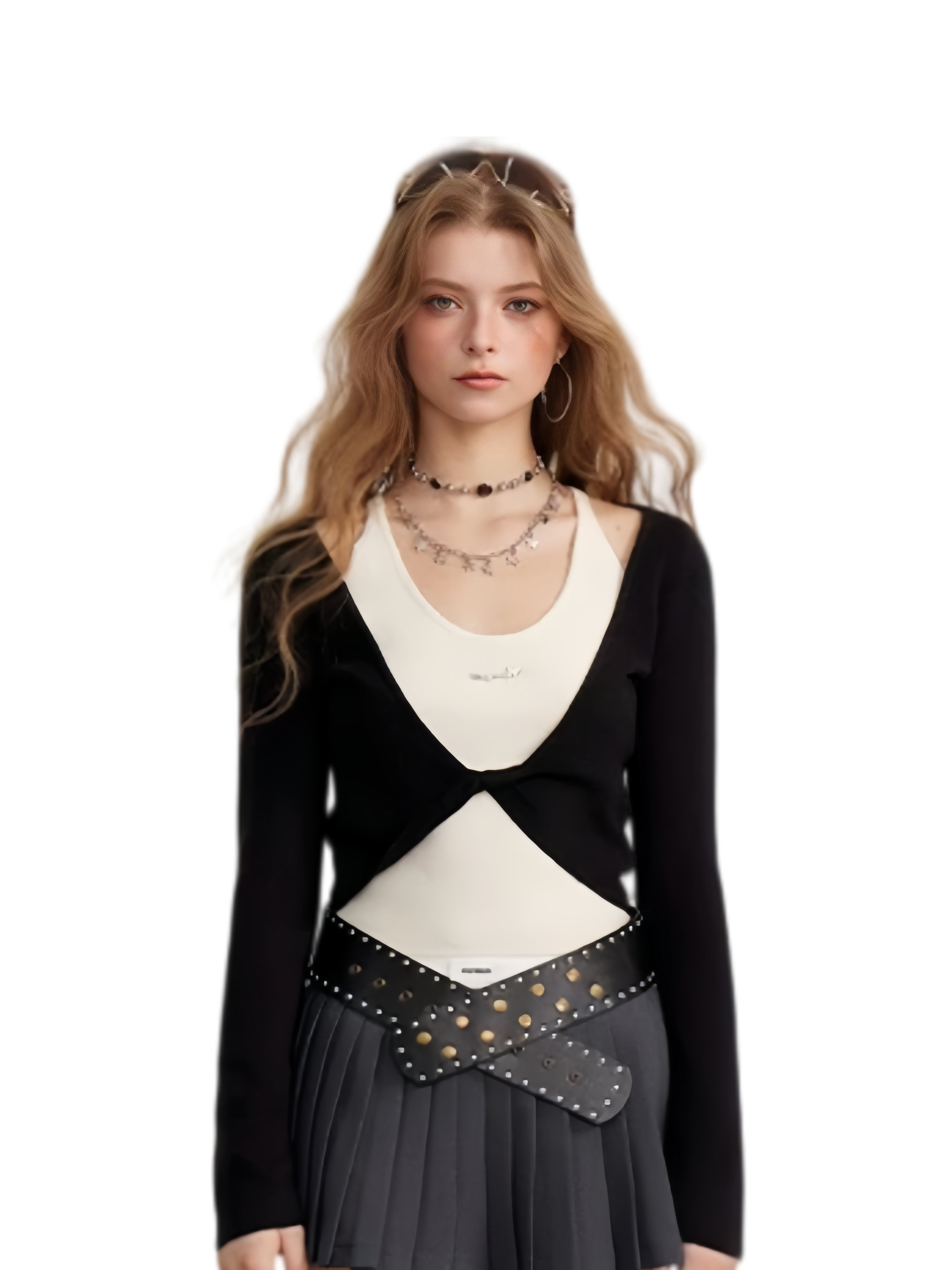 Color-Block Faux Two-Piece Knit Top