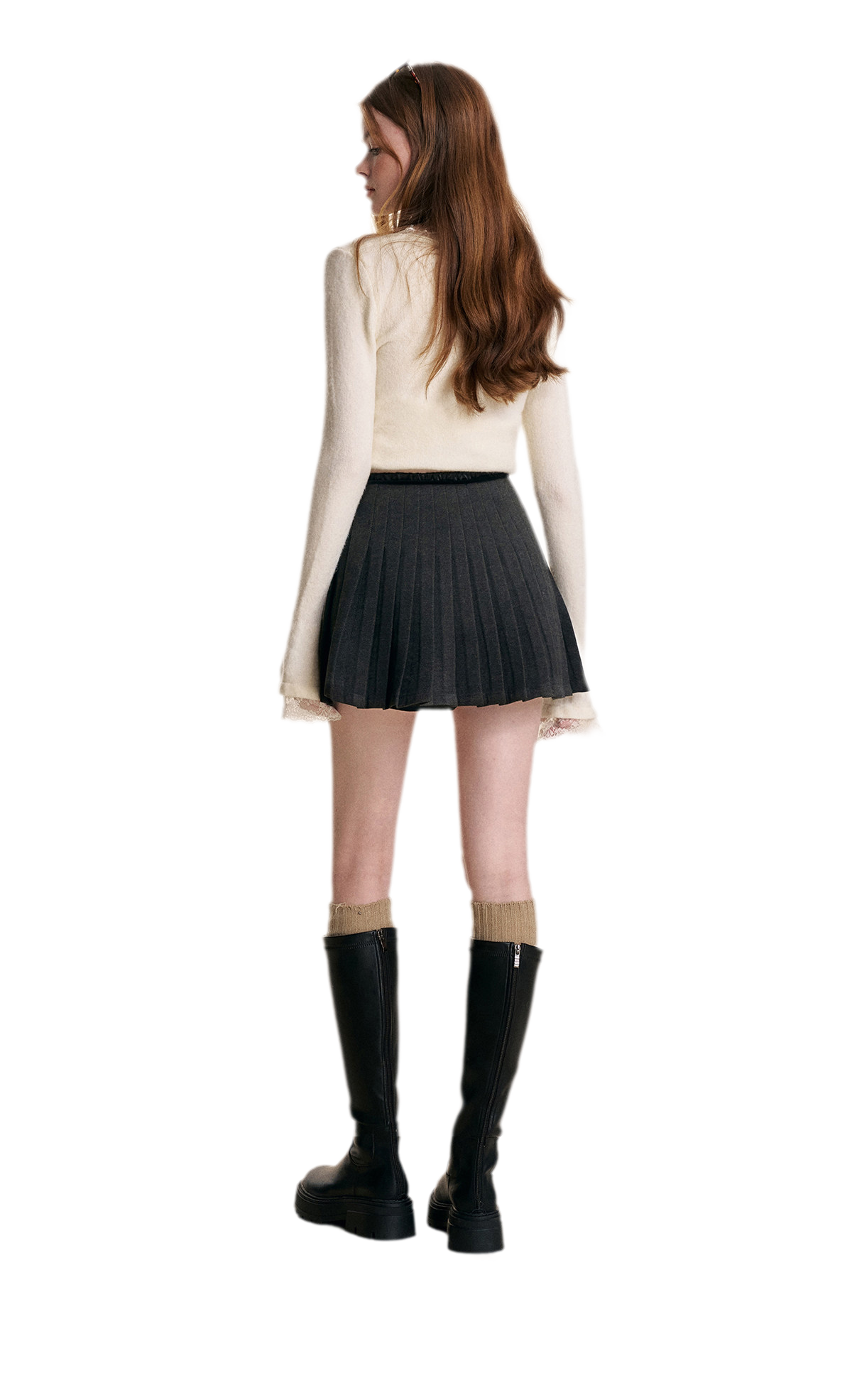 Lace Bow V-Neck Knit Top