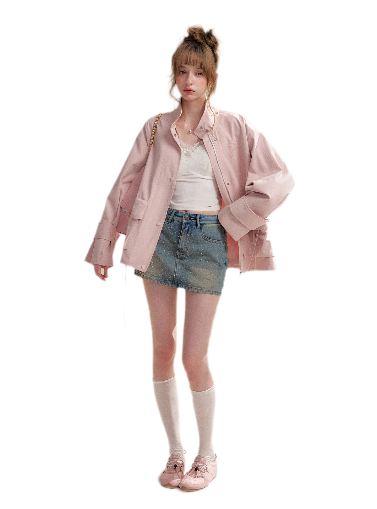 Rhinestone A-Line Denim Skirt