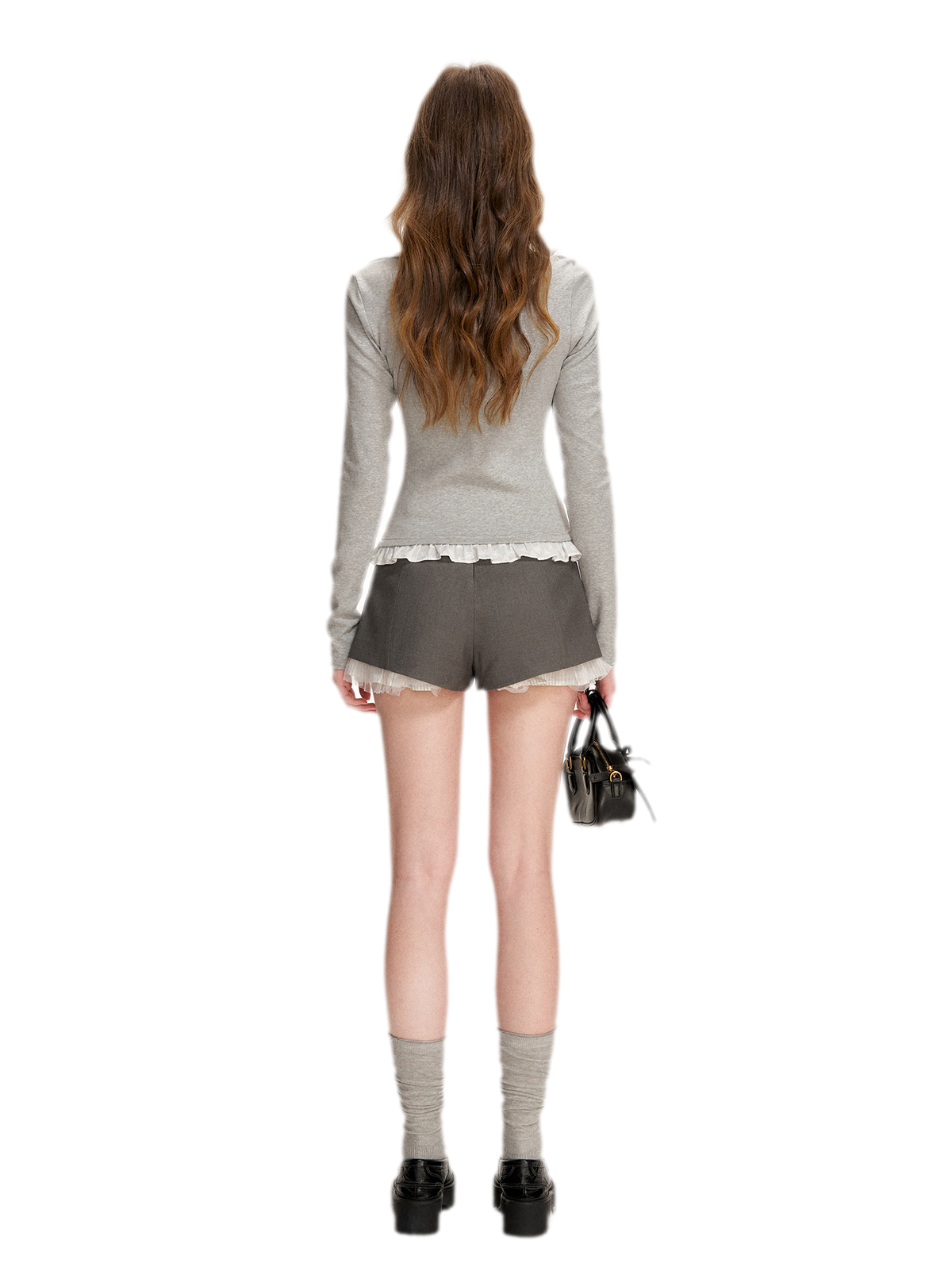 Lace Ruffle Fitted T-Shirt