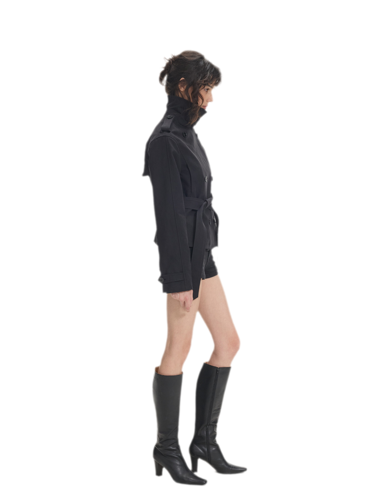 Combed Cotton Cropped Trench Coat
