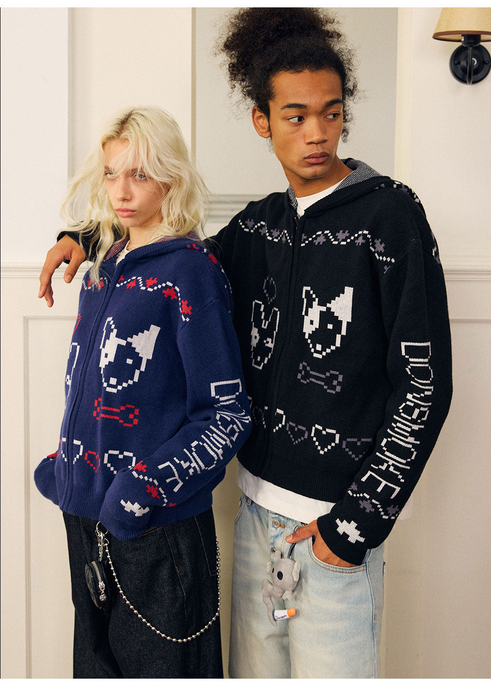 Fair Isle Hooded Zip Sweater