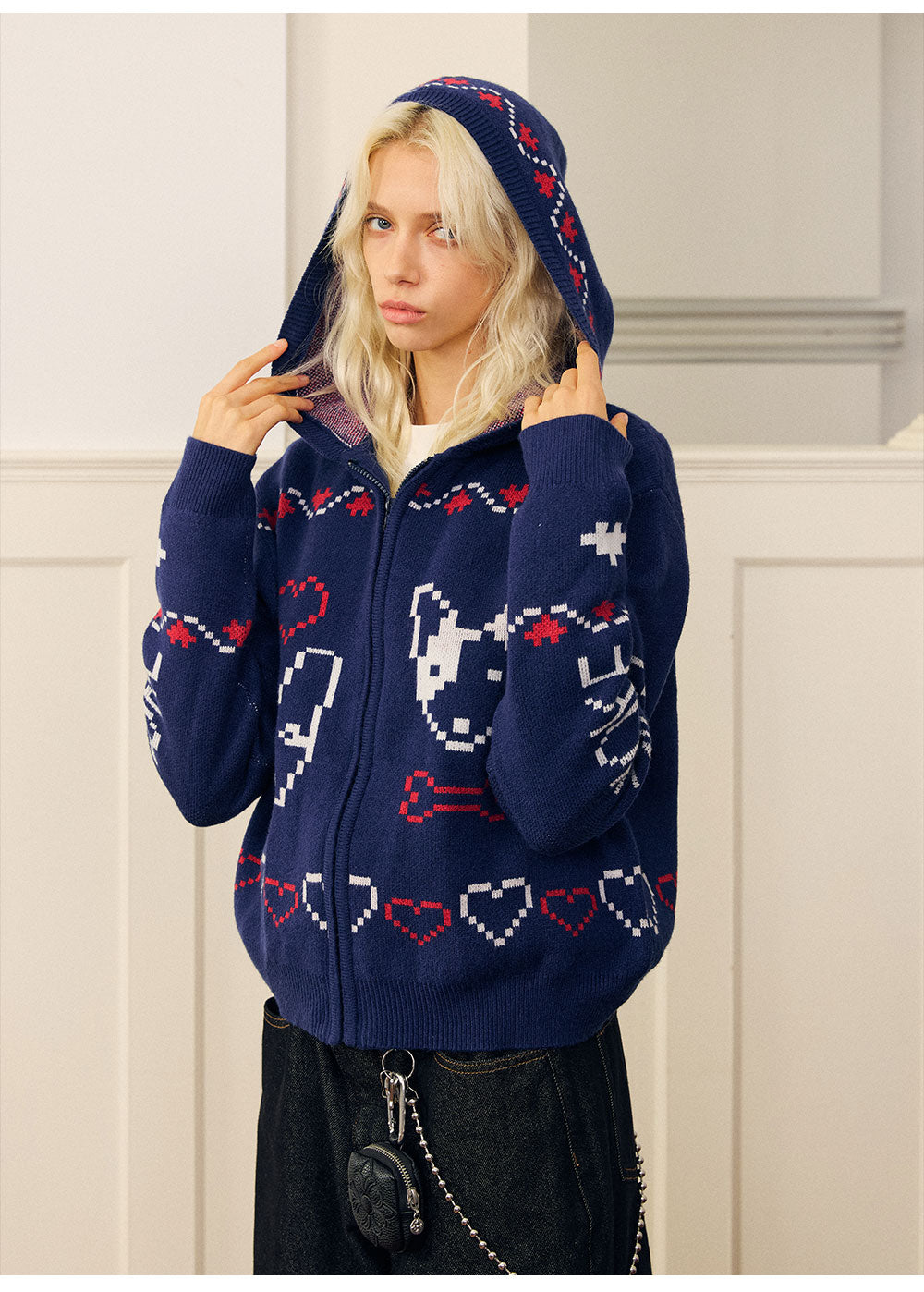 Fair Isle Hooded Zip Sweater
