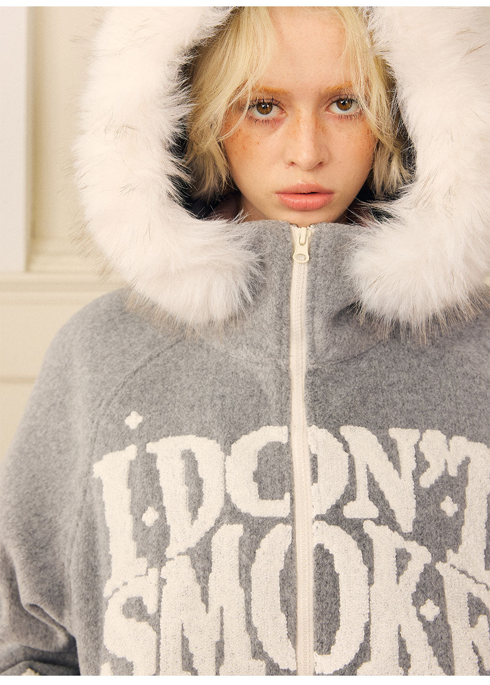 Brushed Fair Isle Hooded Jacket