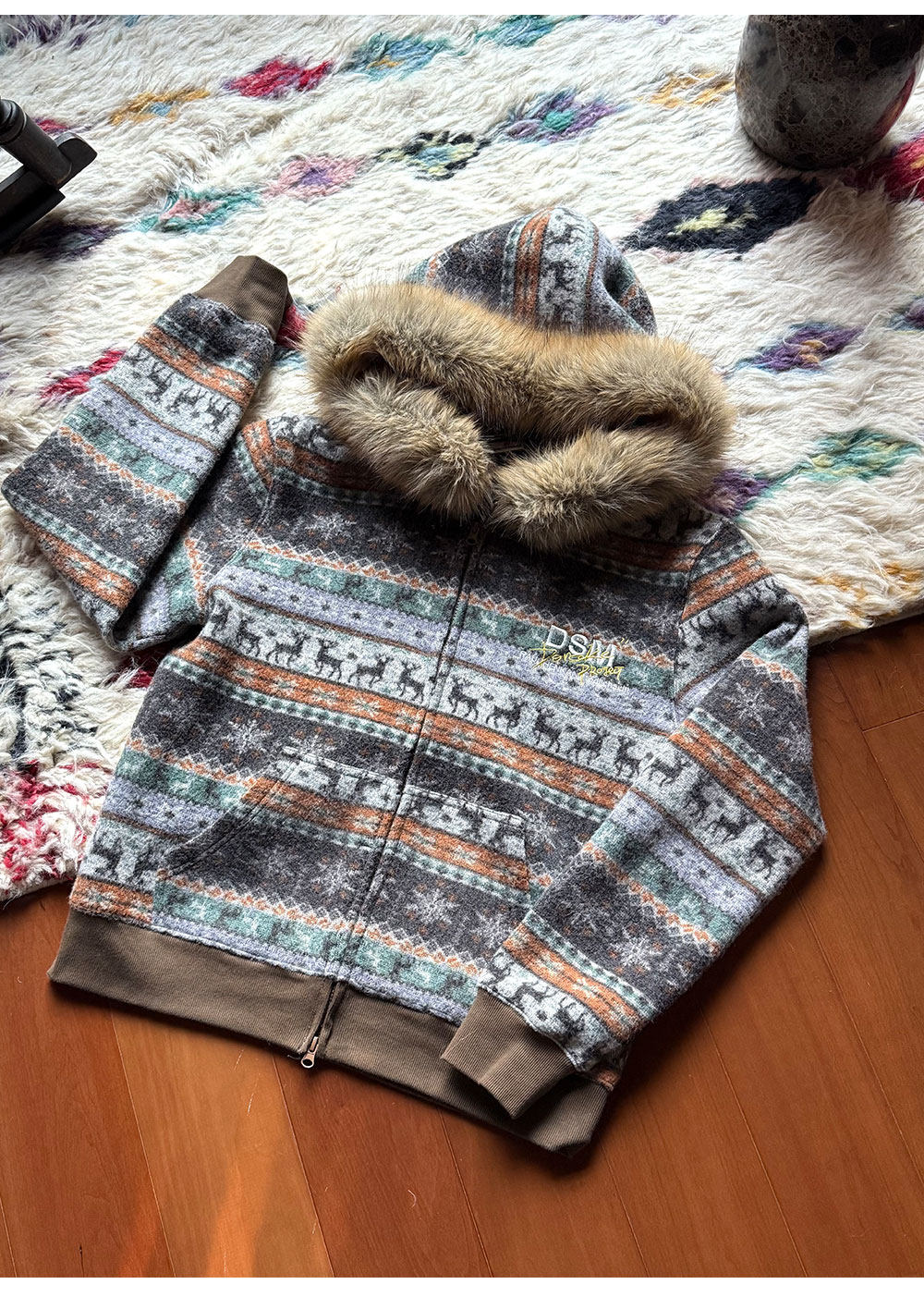 Fair Isle Hooded Cardigan
