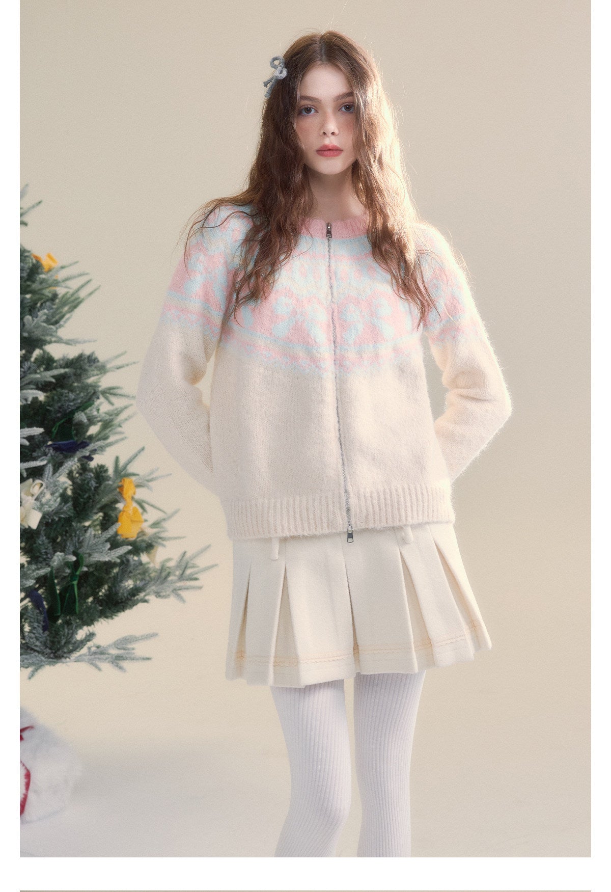Fair Isle Bow Knit Sweater