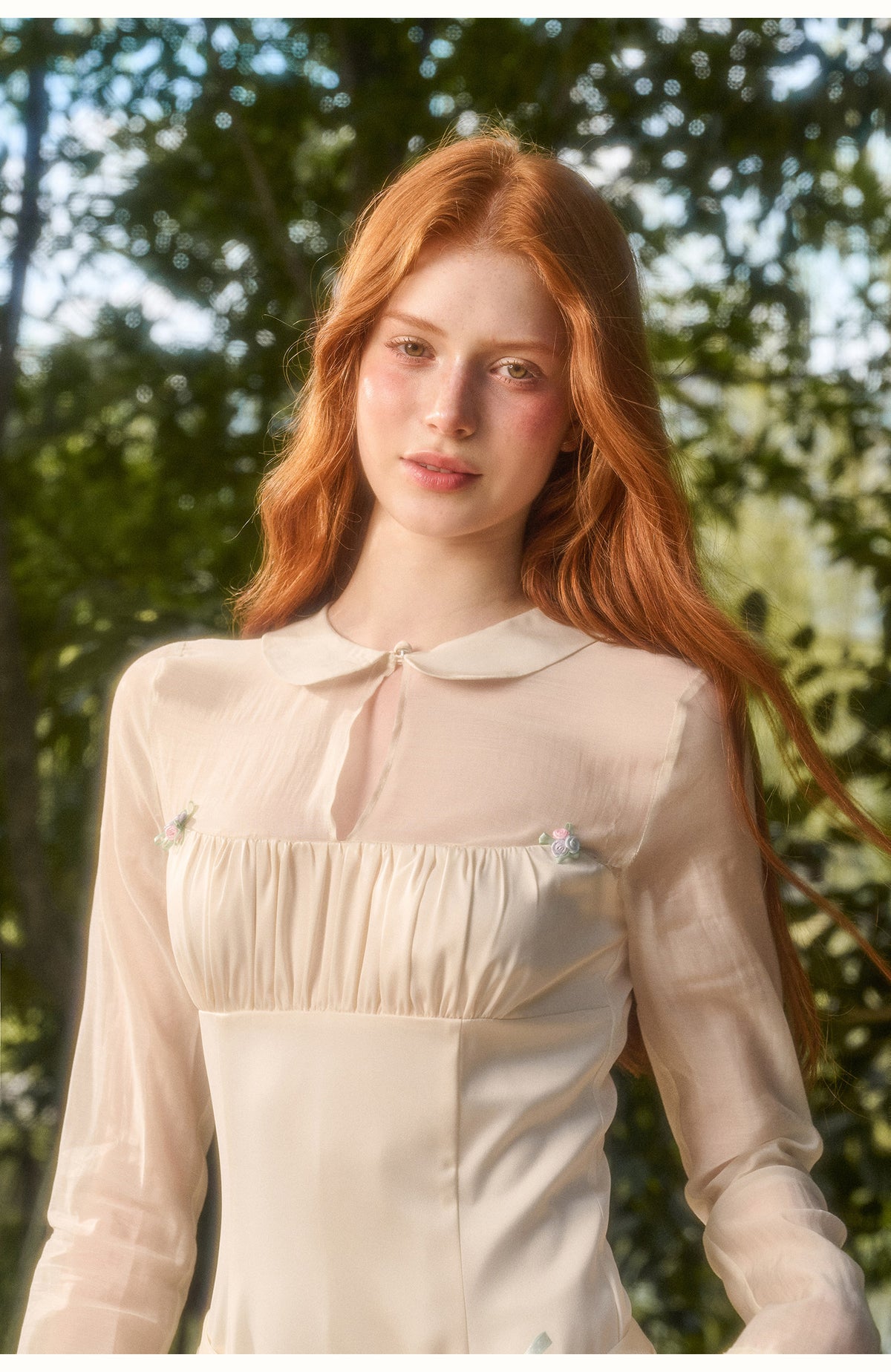 Satin Tencel Vintage Collar Dress