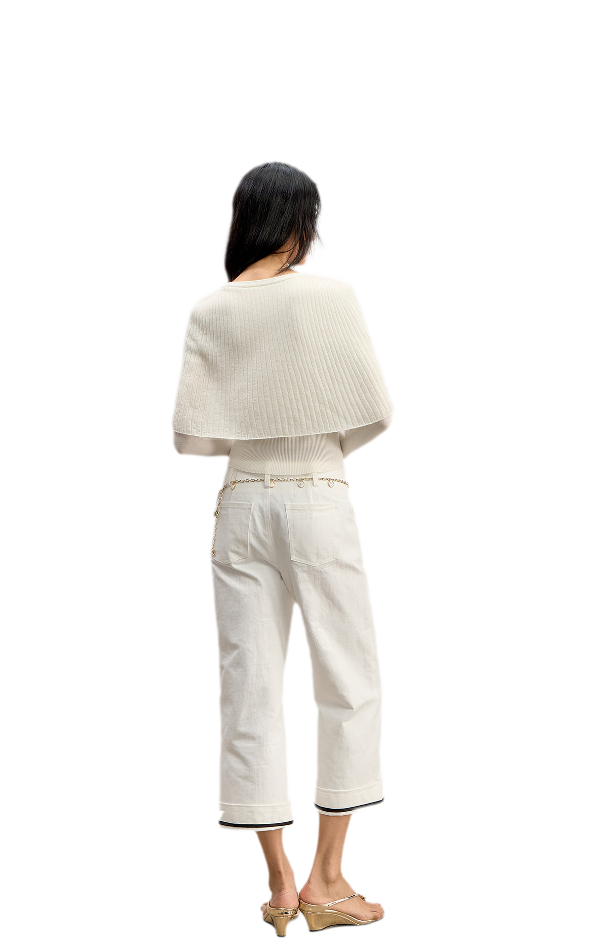 Ribbed Cape Knit Sweater