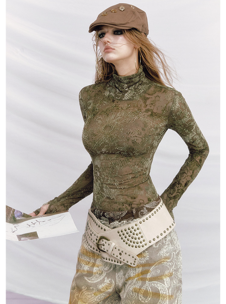 Rhinestone Velvet Jacquard Top