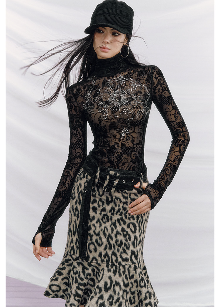 Rhinestone Velvet Jacquard Top