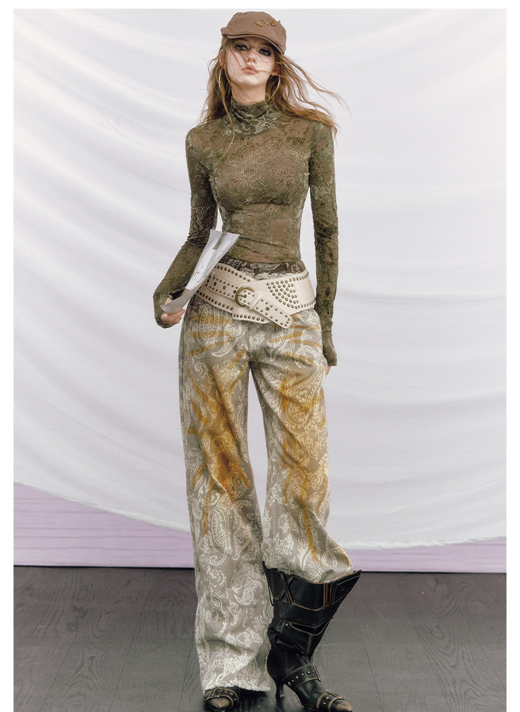 Rhinestone Velvet Jacquard Top