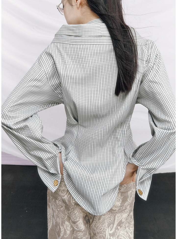 Vintage Plaid Waist-Cinched Jacket