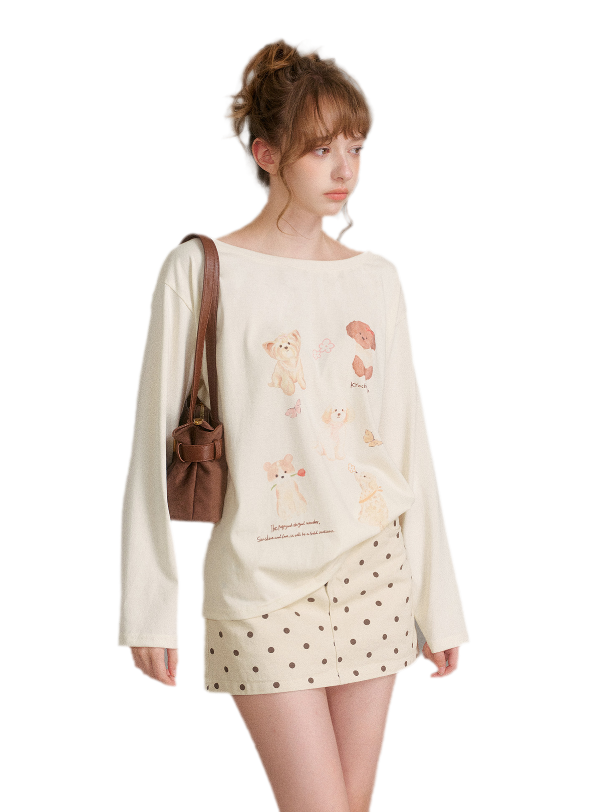 Hand-Drawn Puppy Print T-Shirt