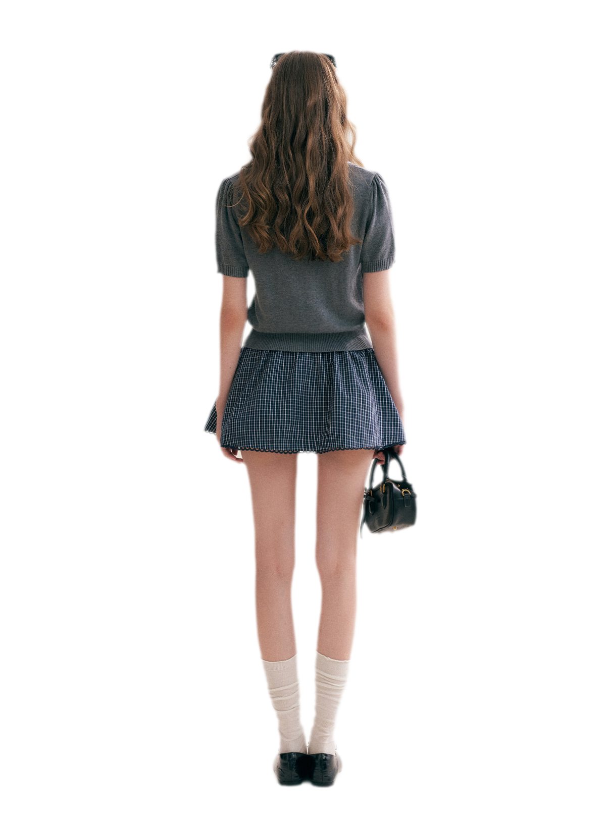 Wool Blend Plaid Skirt Set