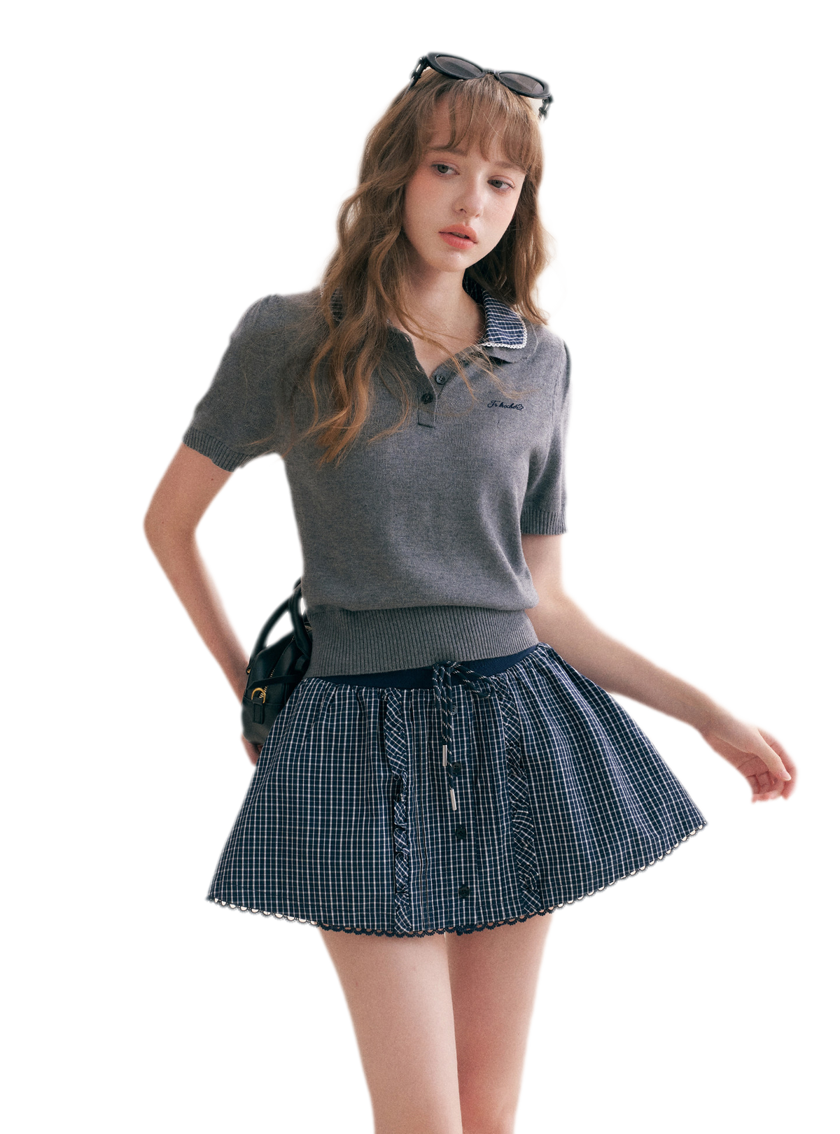 Wool Blend Plaid Skirt Set