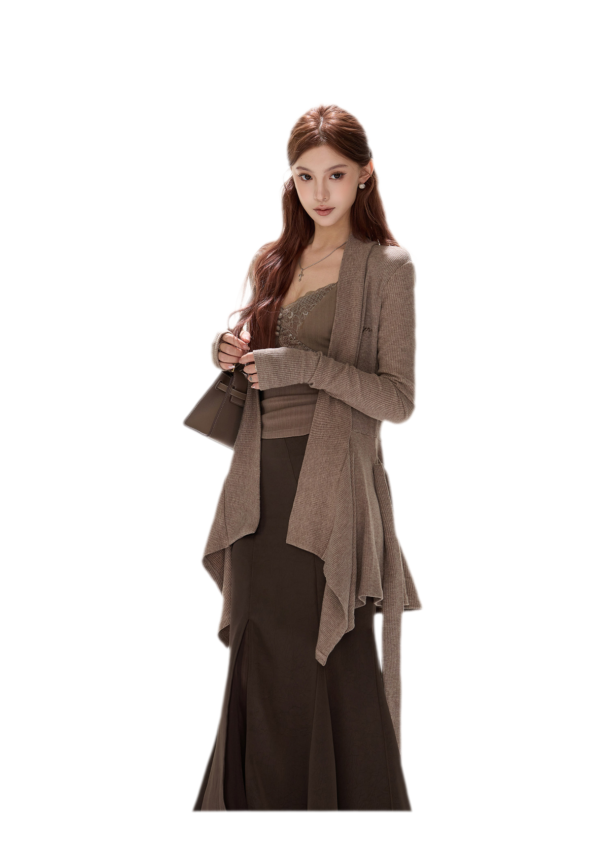 Matte Drape Irregular Hem Cardigan