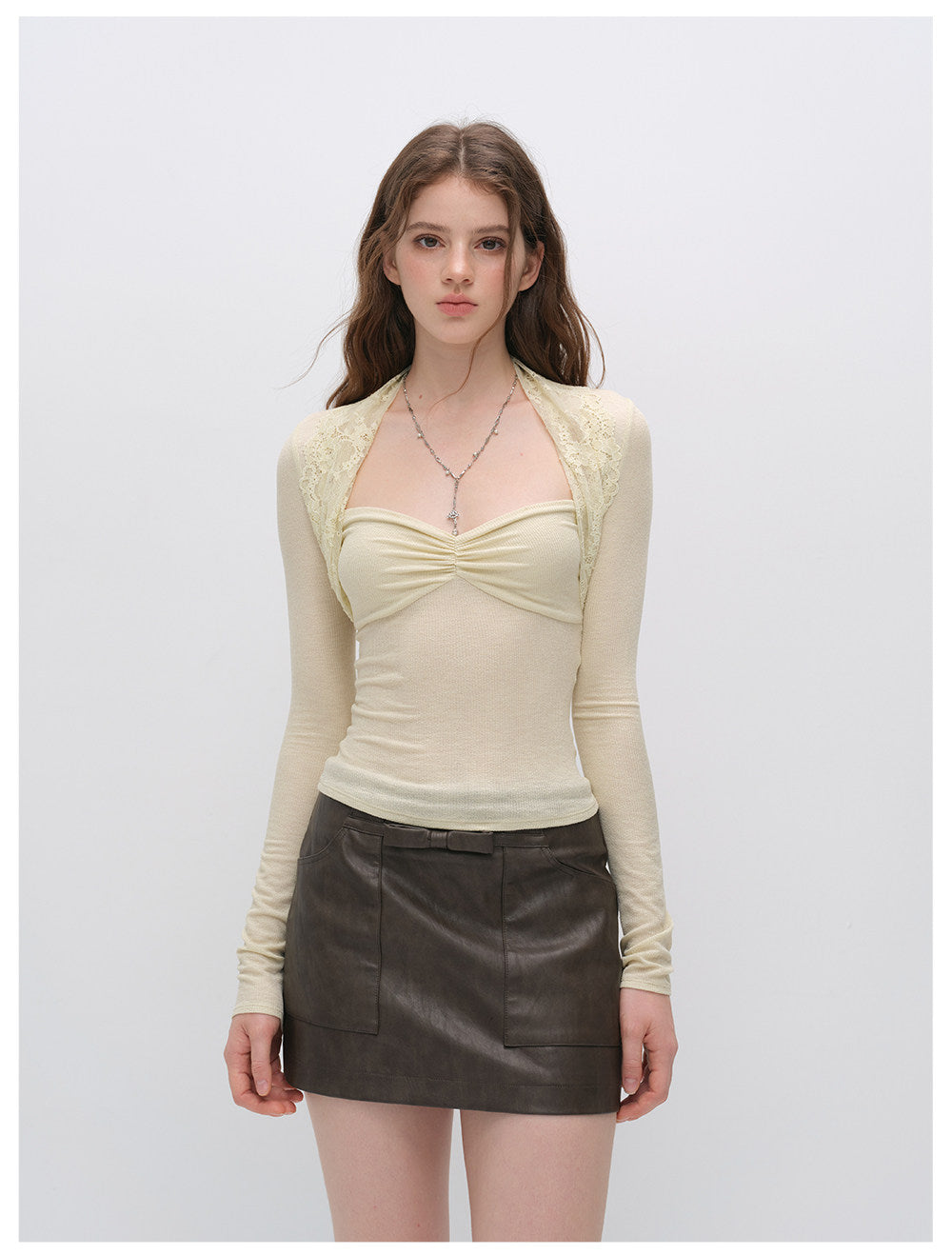 Textured Bow Mini Skirt