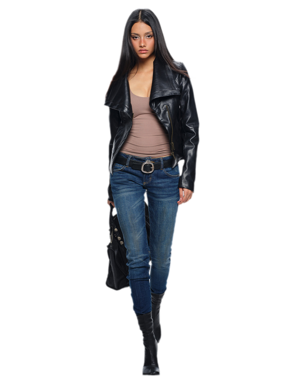Magnetic Buckle Cropped Jacket