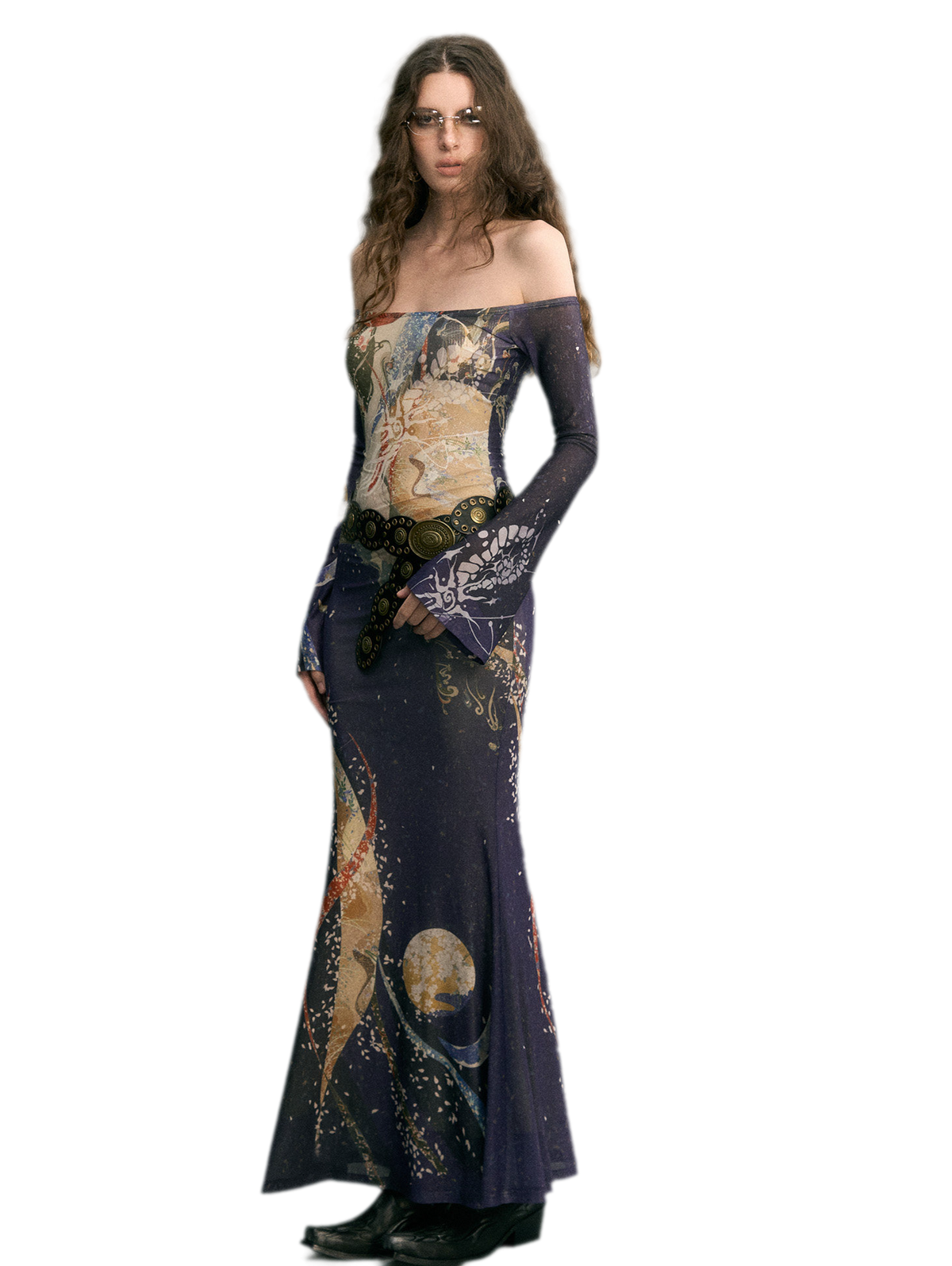 Perlenkrähen-Strickkleid im Meerjungfrauenstil