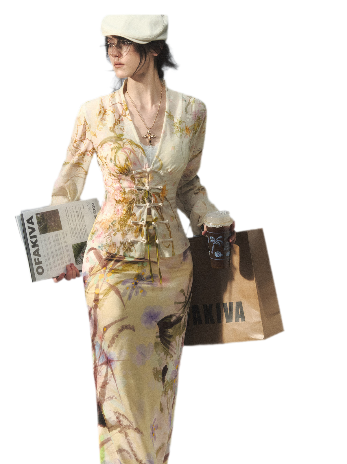 Bluse aus Jacquard-Samt mit Lampionärmeln