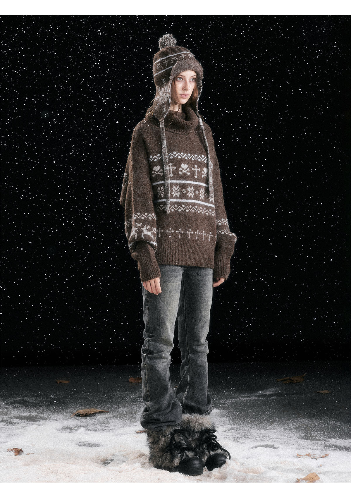 Fair Isle Ear-Flap Knit Hat
