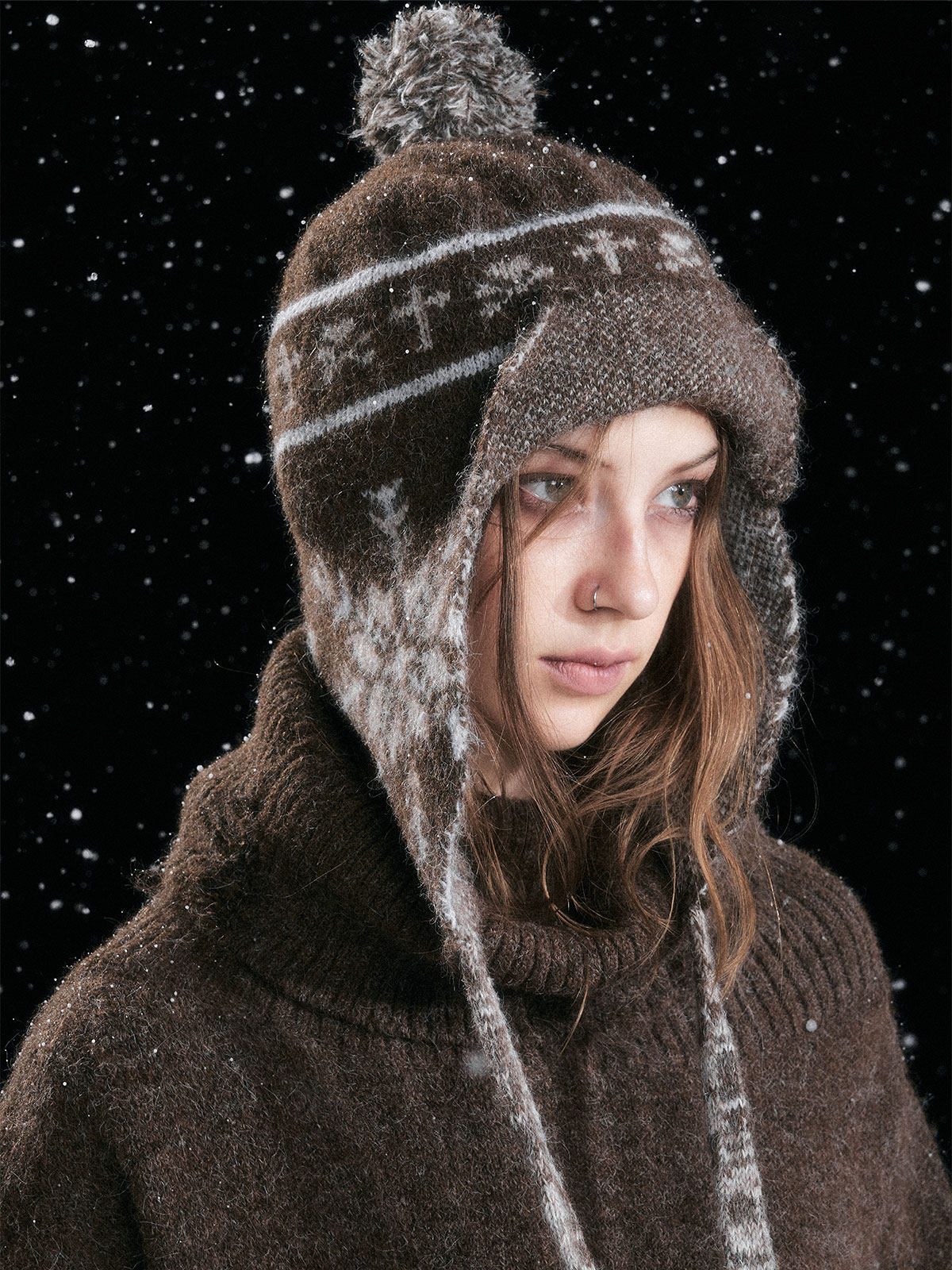 Fair Isle Ear-Flap Knit Hat