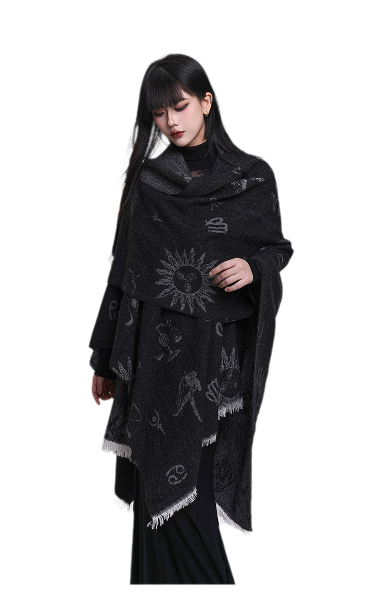 Celestial Fringed Oversized Shawl