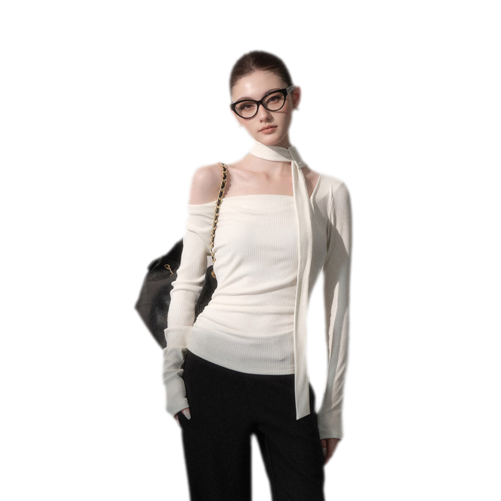 Ribbon Asymmetric Knit Top
