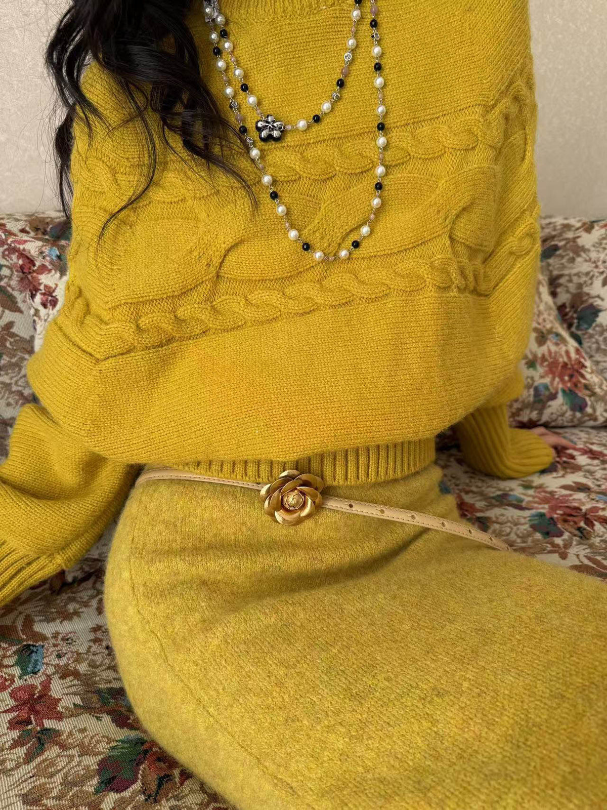 Multicolored Fishtail Knit Skirt
