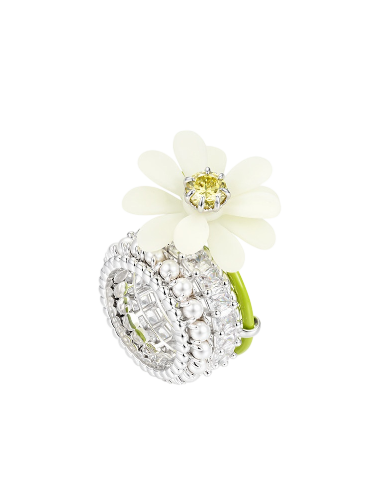 Crystal Daisy Ring Set