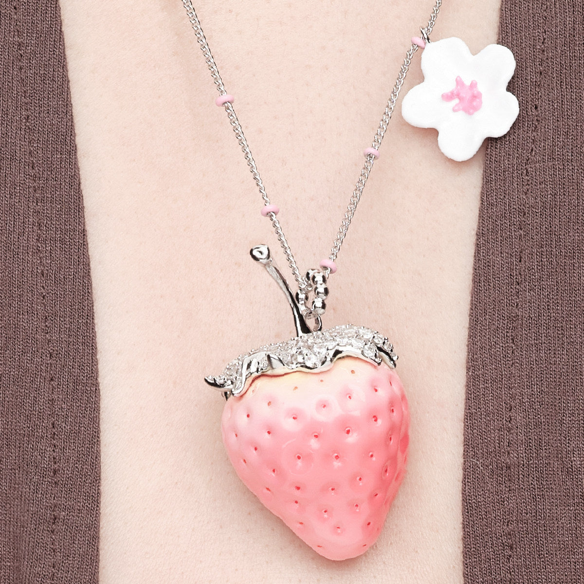 Strawberry Flower Pendant Necklace