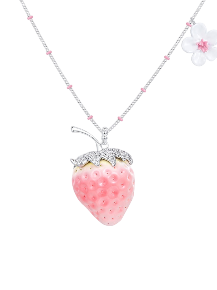 Strawberry Flower Pendant Necklace
