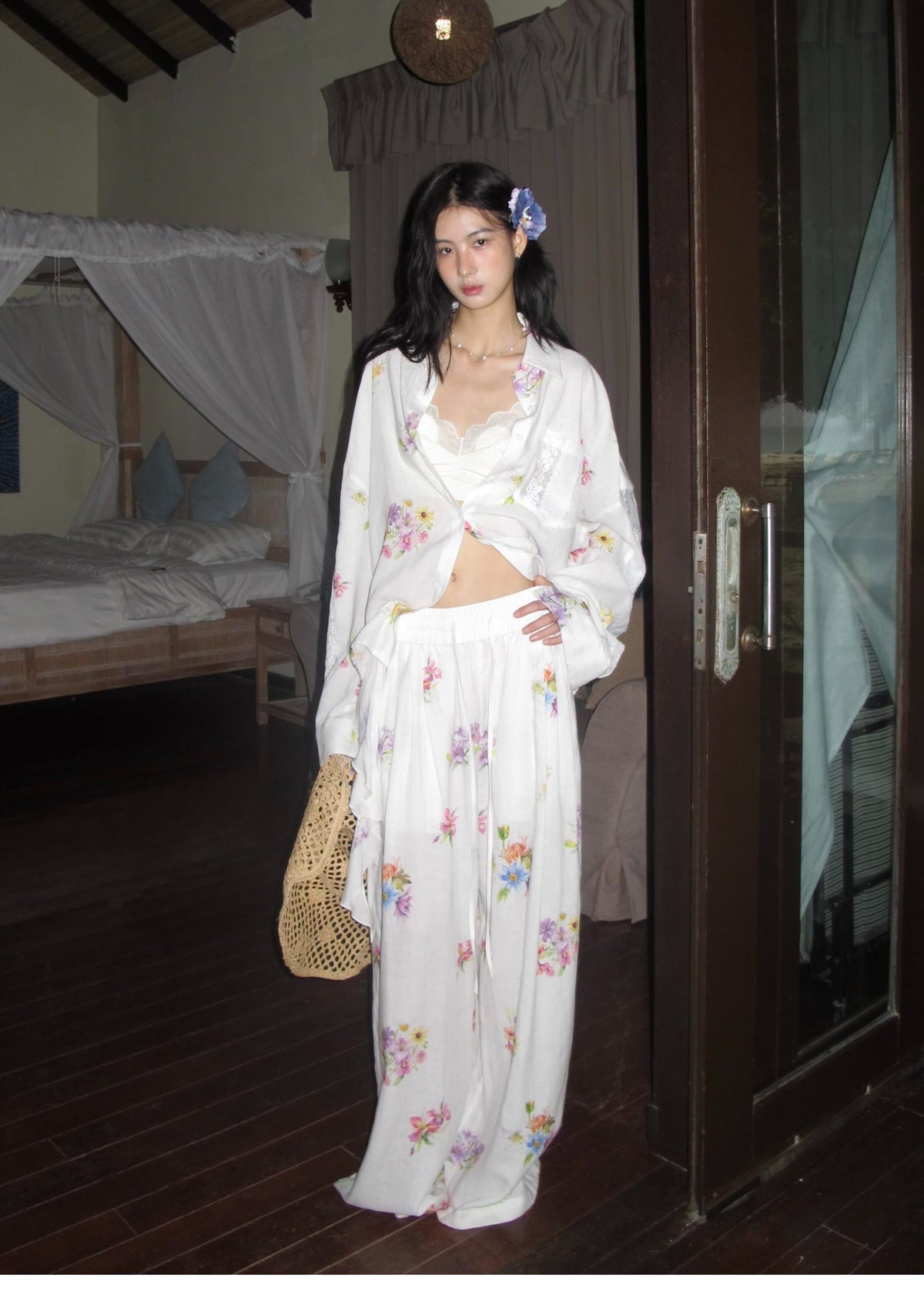 Lyocell Floral Wide-Leg Set