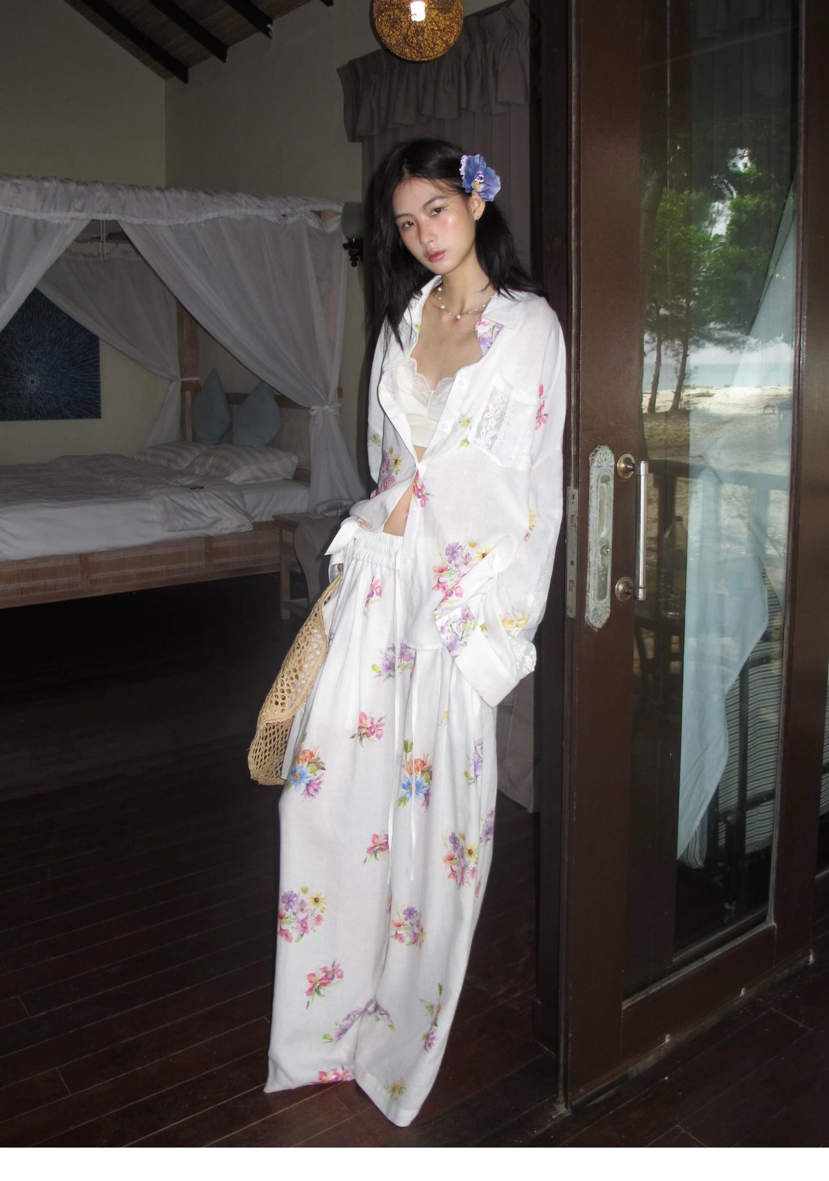 Lyocell Floral Wide-Leg Set