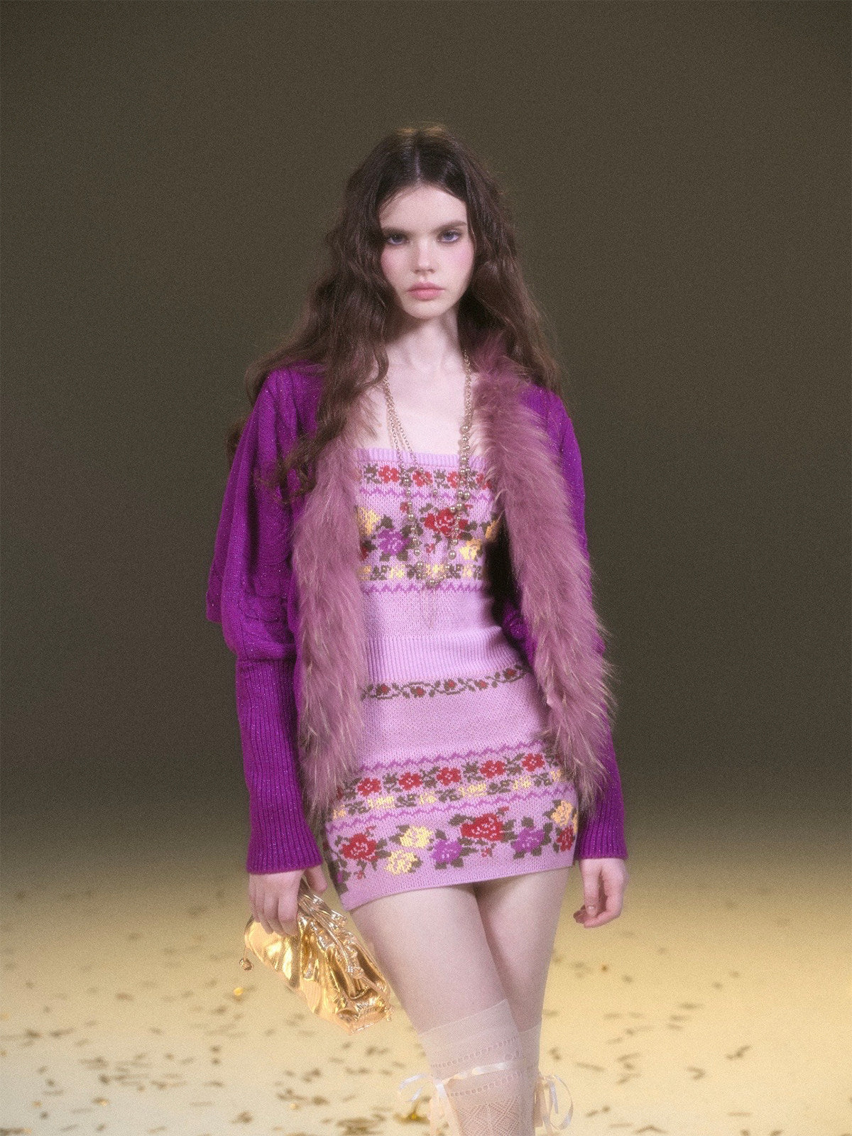 Robe pull rose Fair Isle