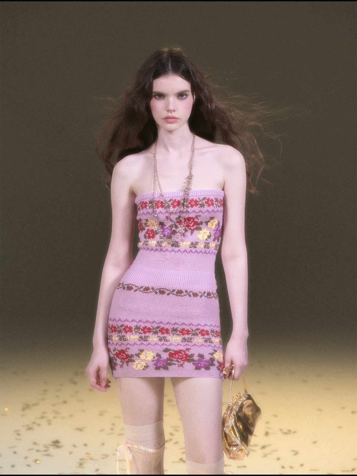 Robe pull rose Fair Isle