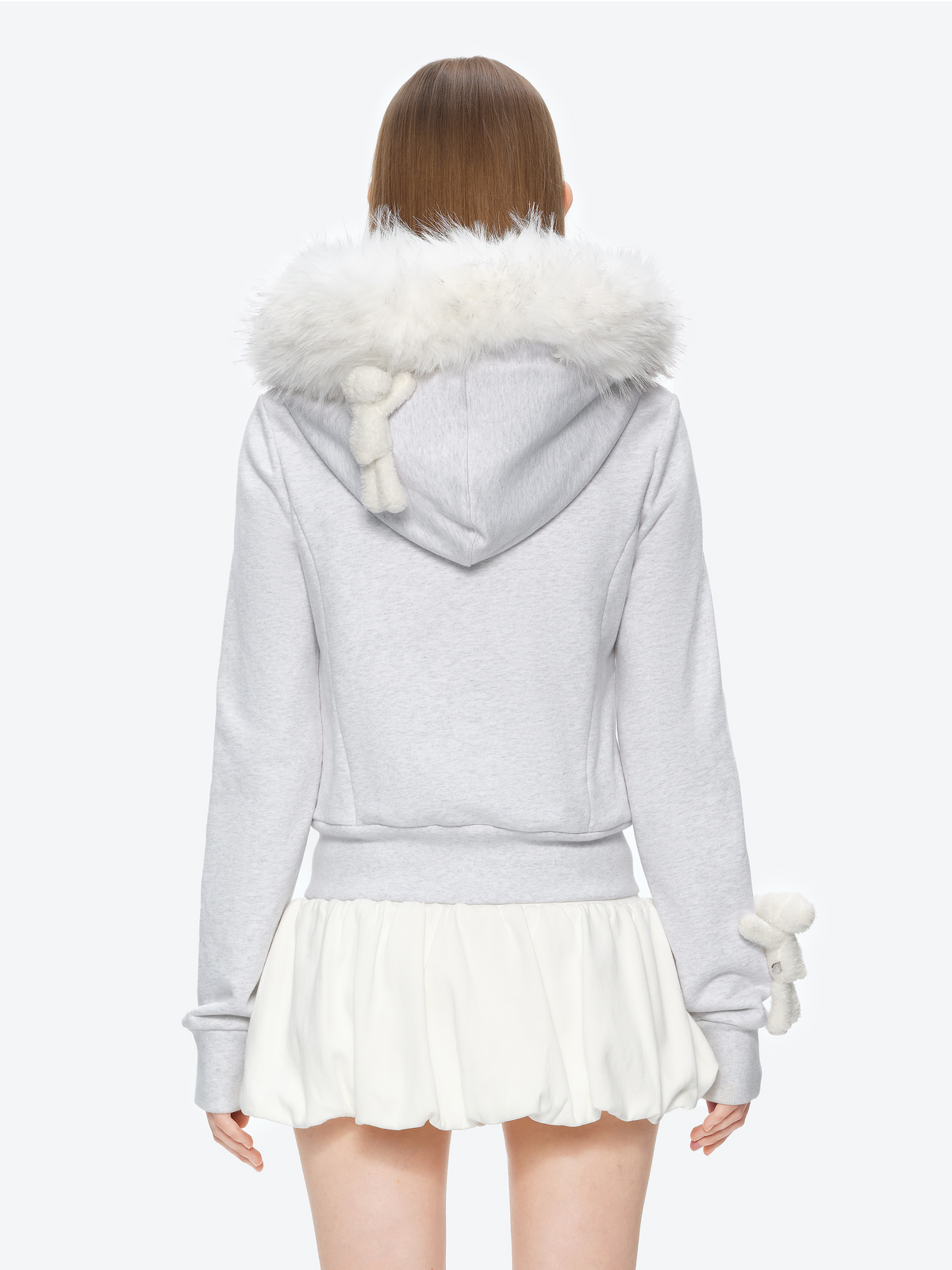 Plush Bear-Trim Fitted Hoodie