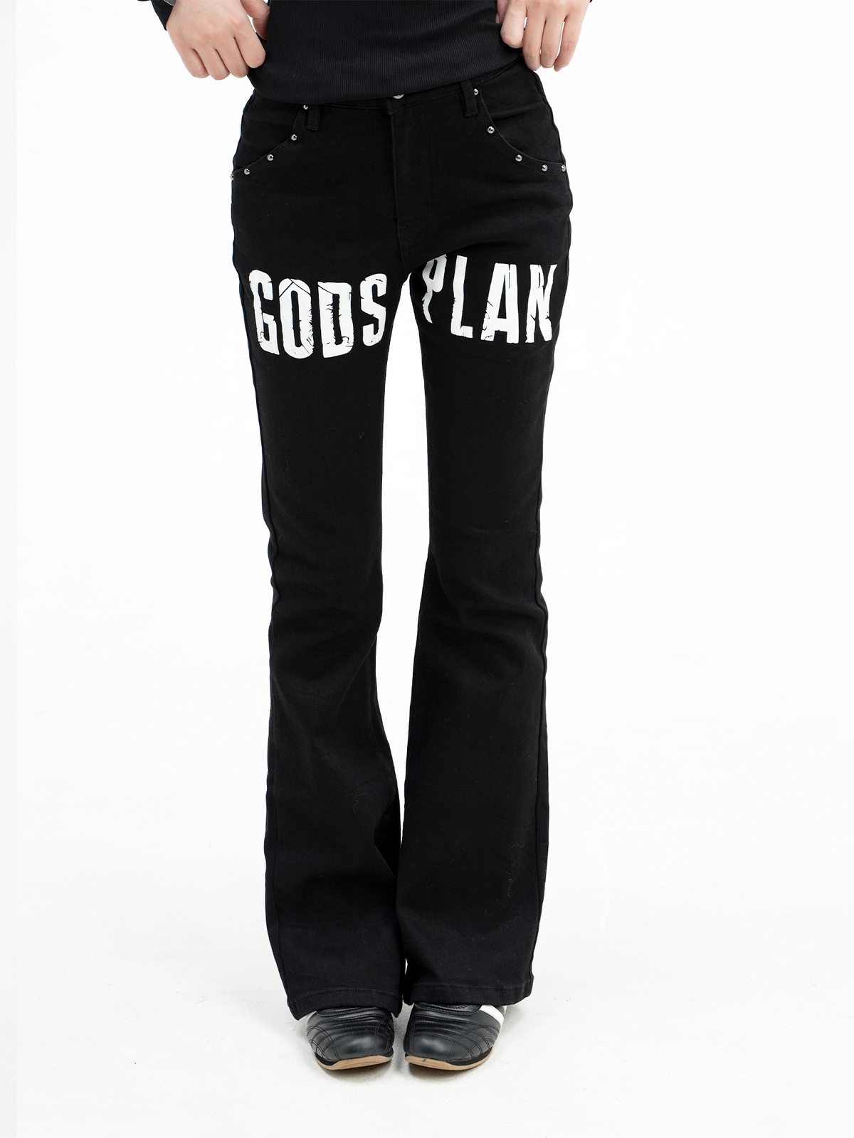 Rivet Flare Graphic Jeans