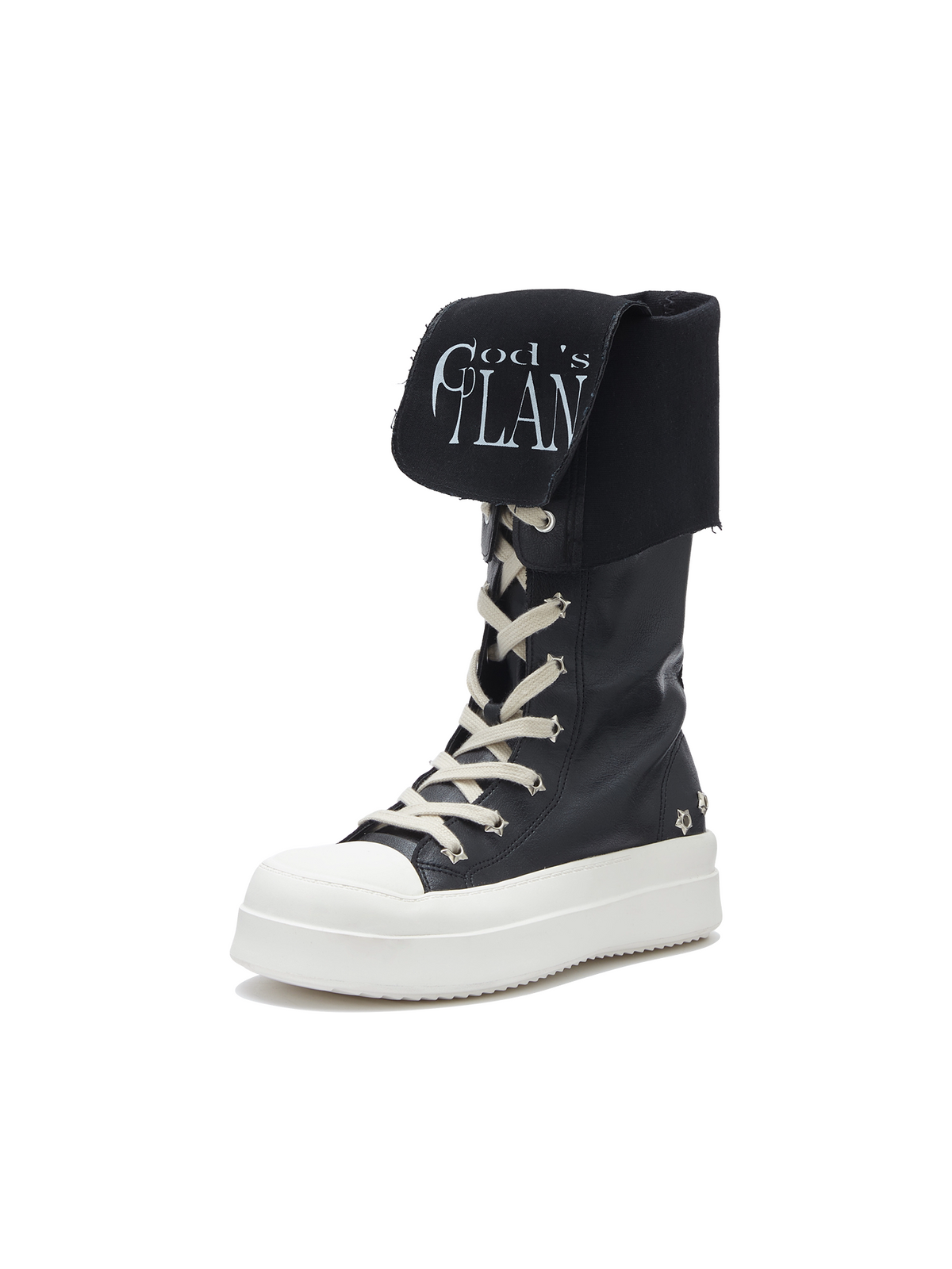 Lace-Up Platform Knee-High Boots