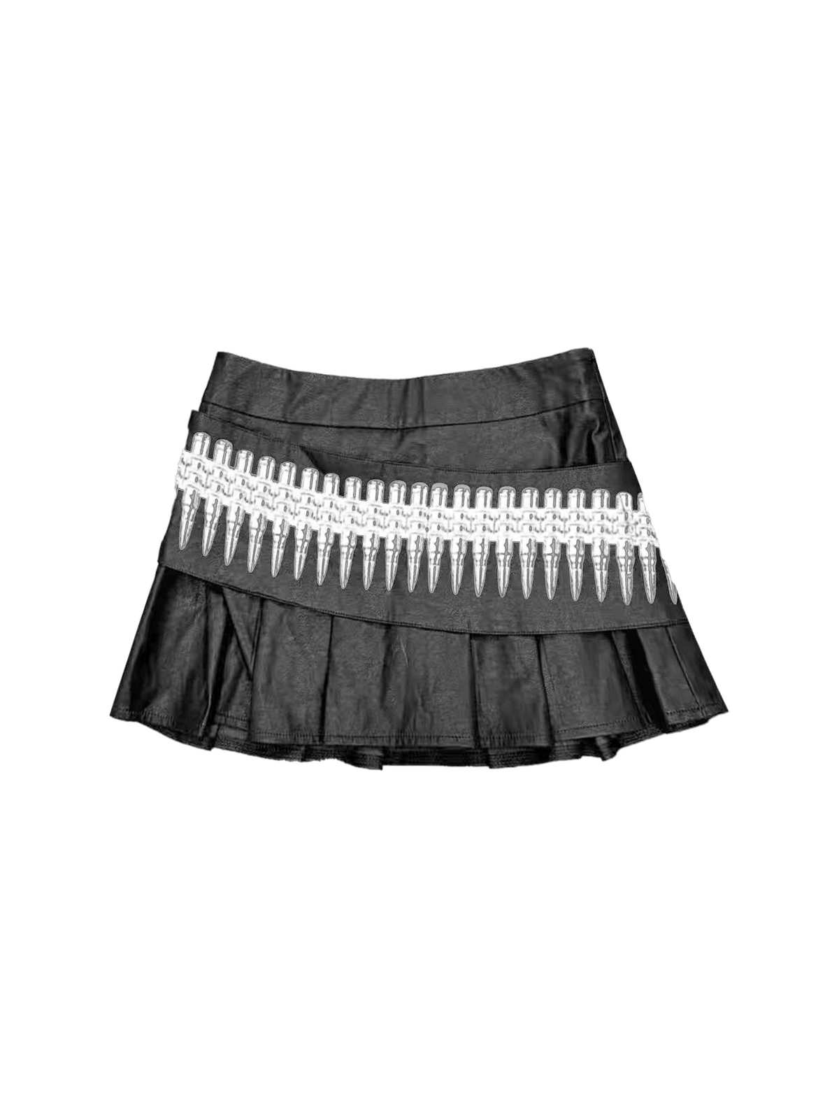 Waxed Chain Print Pleated Skirt