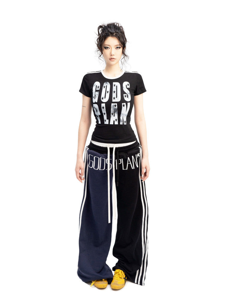 Contrast Ruched Fitted T-Shirt