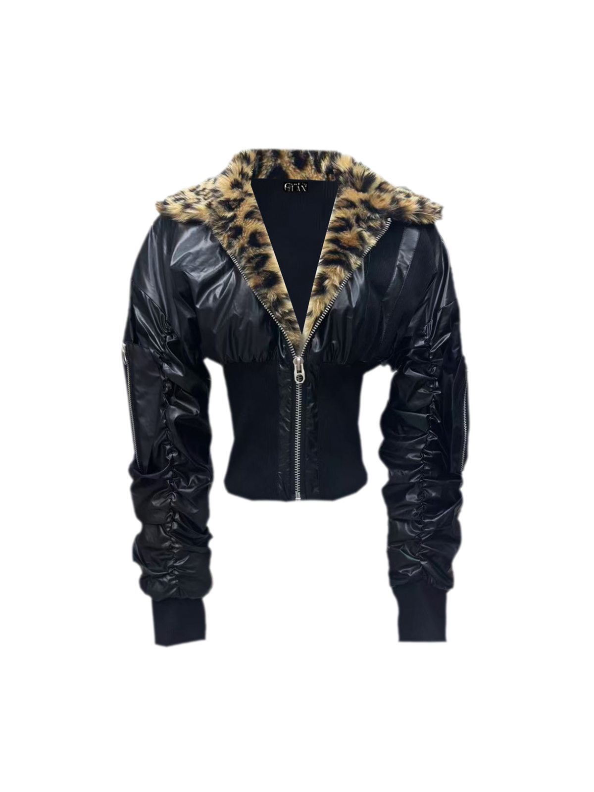 Glossy Leopard Bomber Jacket