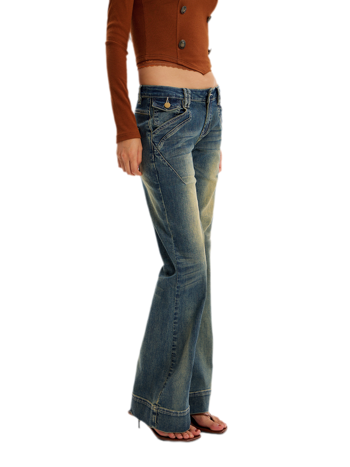 Vintage Washed Flared Jeans