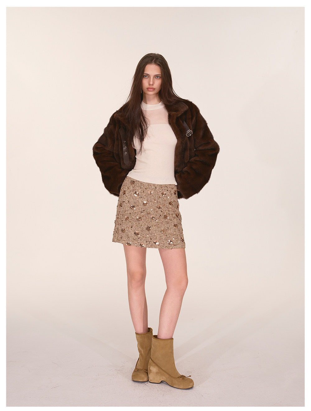 Pailletten-Tweed-A-Linien-Rock