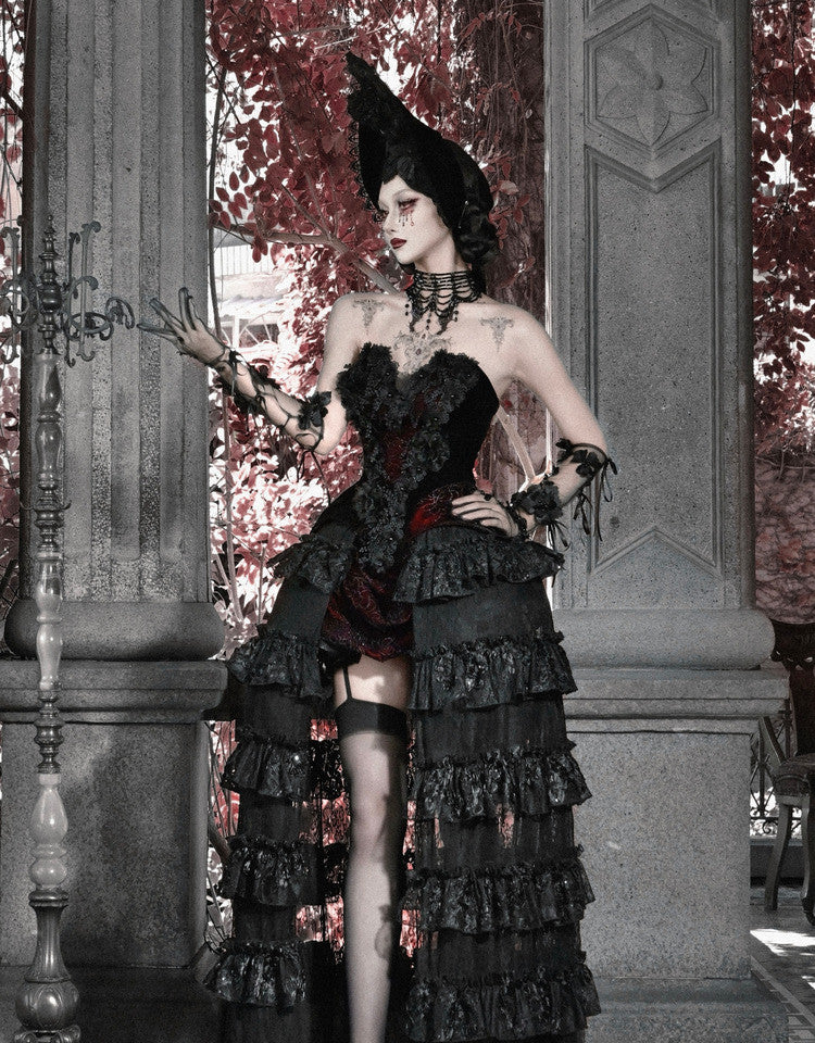 Áo corset Gothic ren nhung